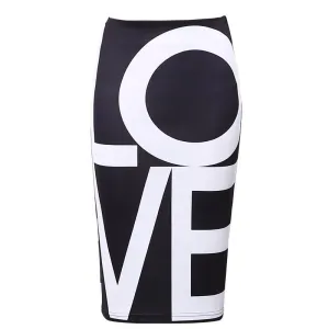 LOVE Printed Bodycon Pencil Skirt