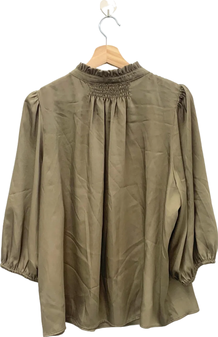 M&S Collection Taupe satin smocked detail Blouse Size 20