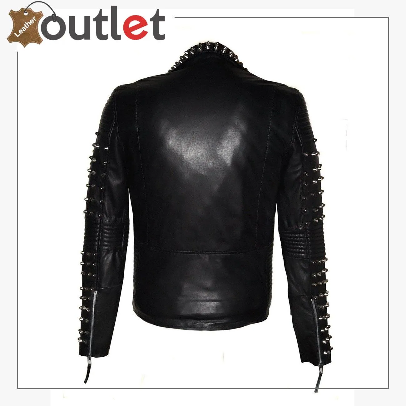 Men Best Seller Lamb Leather Studded Jacket