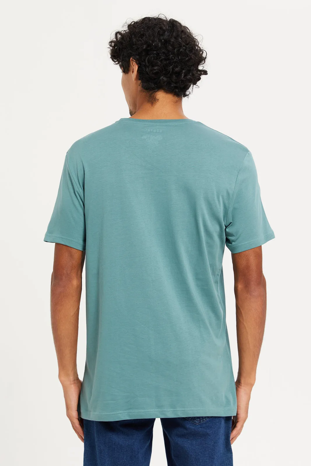 Men Teal Graphic T-Shirt