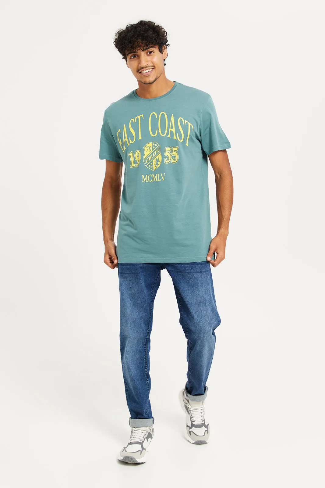 Men Teal Graphic T-Shirt