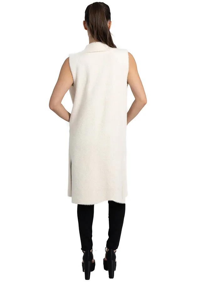 Mitch Long Fur Vest | Ivory