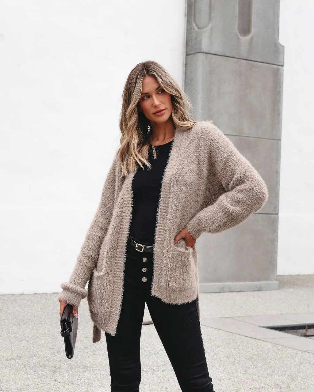 Muse By Magnolia Fuzzy Taupe Cardigan - FINAL SALE