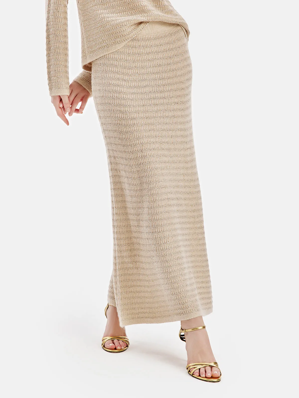 New Zealand Cashmere-Gold Blend Skirt