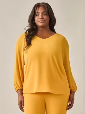 Plus Size Raglan Sleeve Blouse, Gold Signature