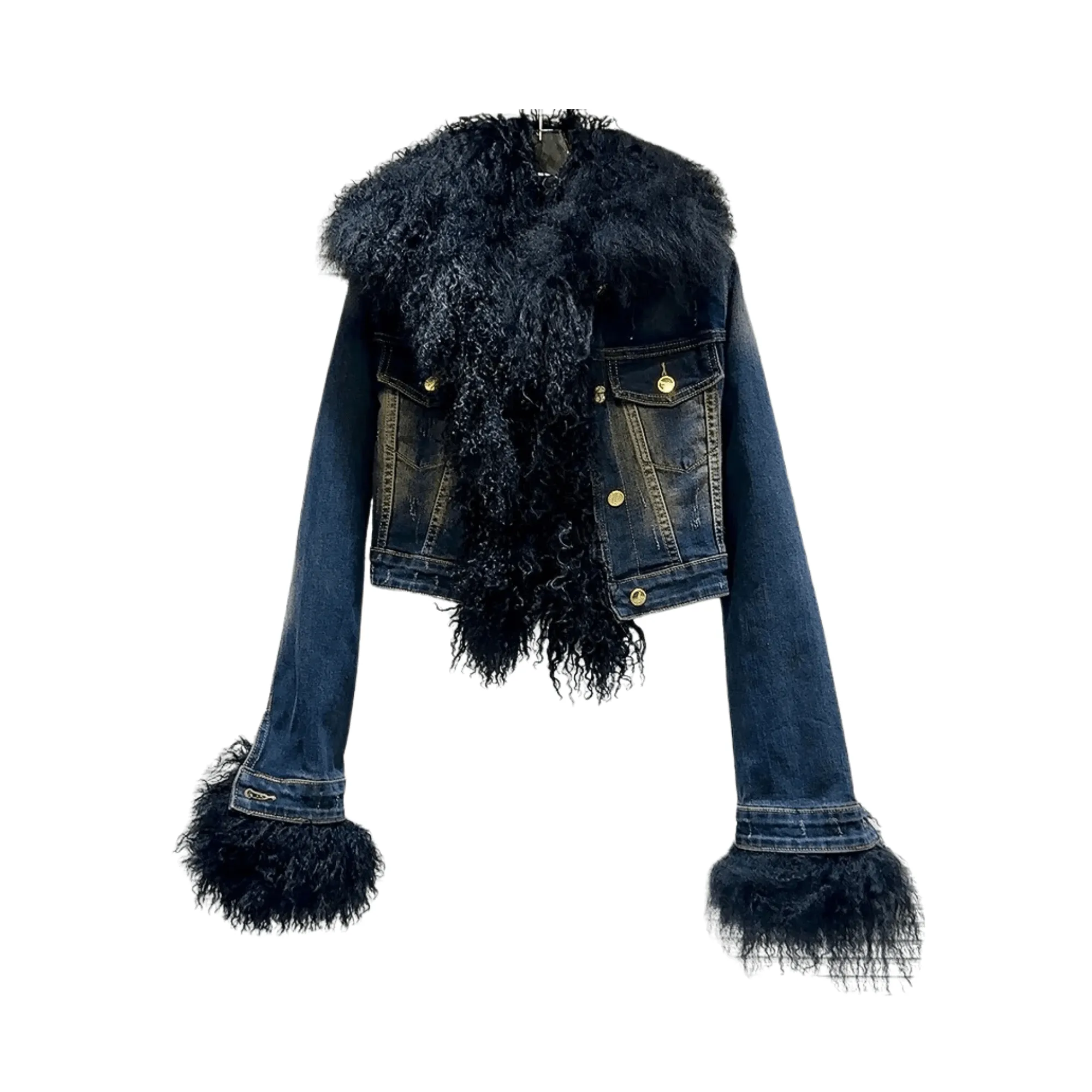 Pre Order:  Faux Fur Lined Denim Jacket