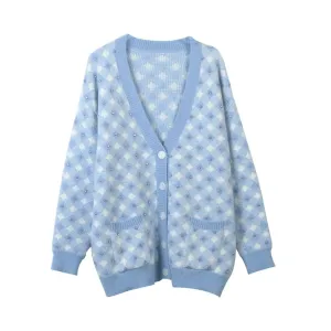 Pre Order:  Vichy Check Knit Cotton Cardigan