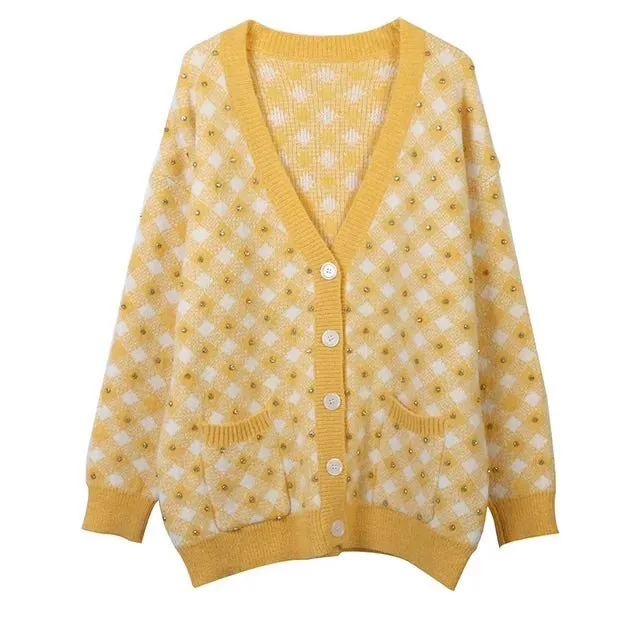 Pre Order:  Vichy Check Knit Cotton Cardigan