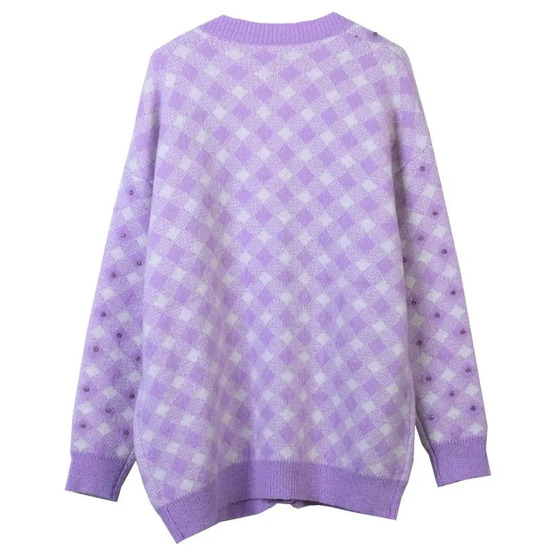 Pre Order:  Vichy Check Knit Cotton Cardigan