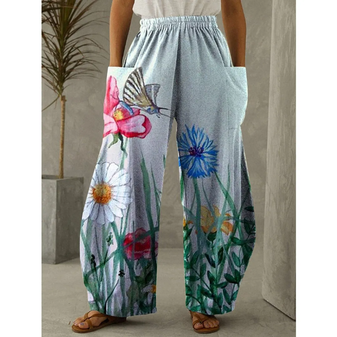 Printed 3D Irregular Wide-leg Pants Casual Wide-leg Trousers