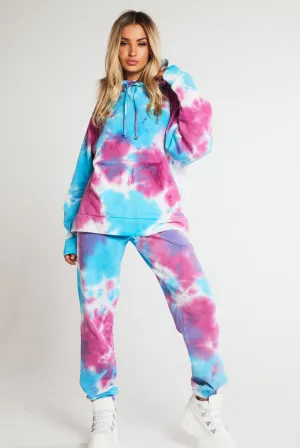 Purple & Blue Oversized Tie Dye Hoodie