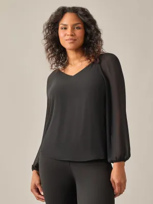 Raglan Sleeve Blouse, Black