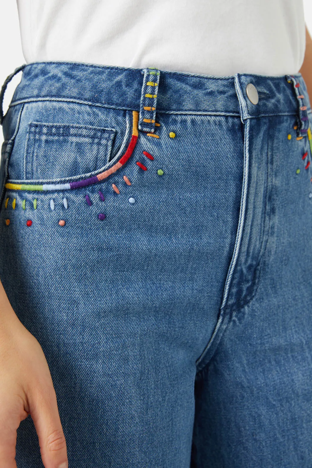 Rainbow Pencil Embroidered Skort