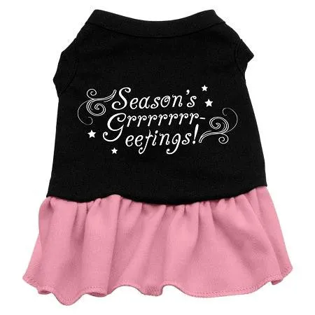 Seasons Greetings Screen Print Dress Black with Pink Med (12)