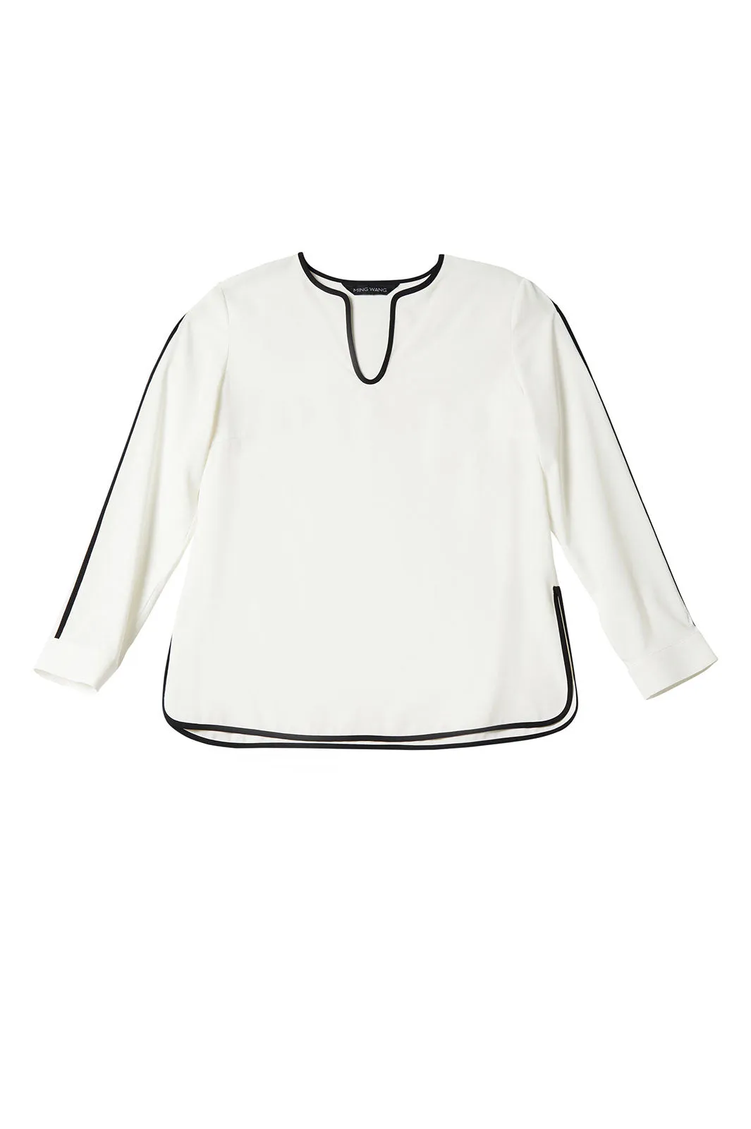 Slit Sleeve Crepe de Chine Blouse