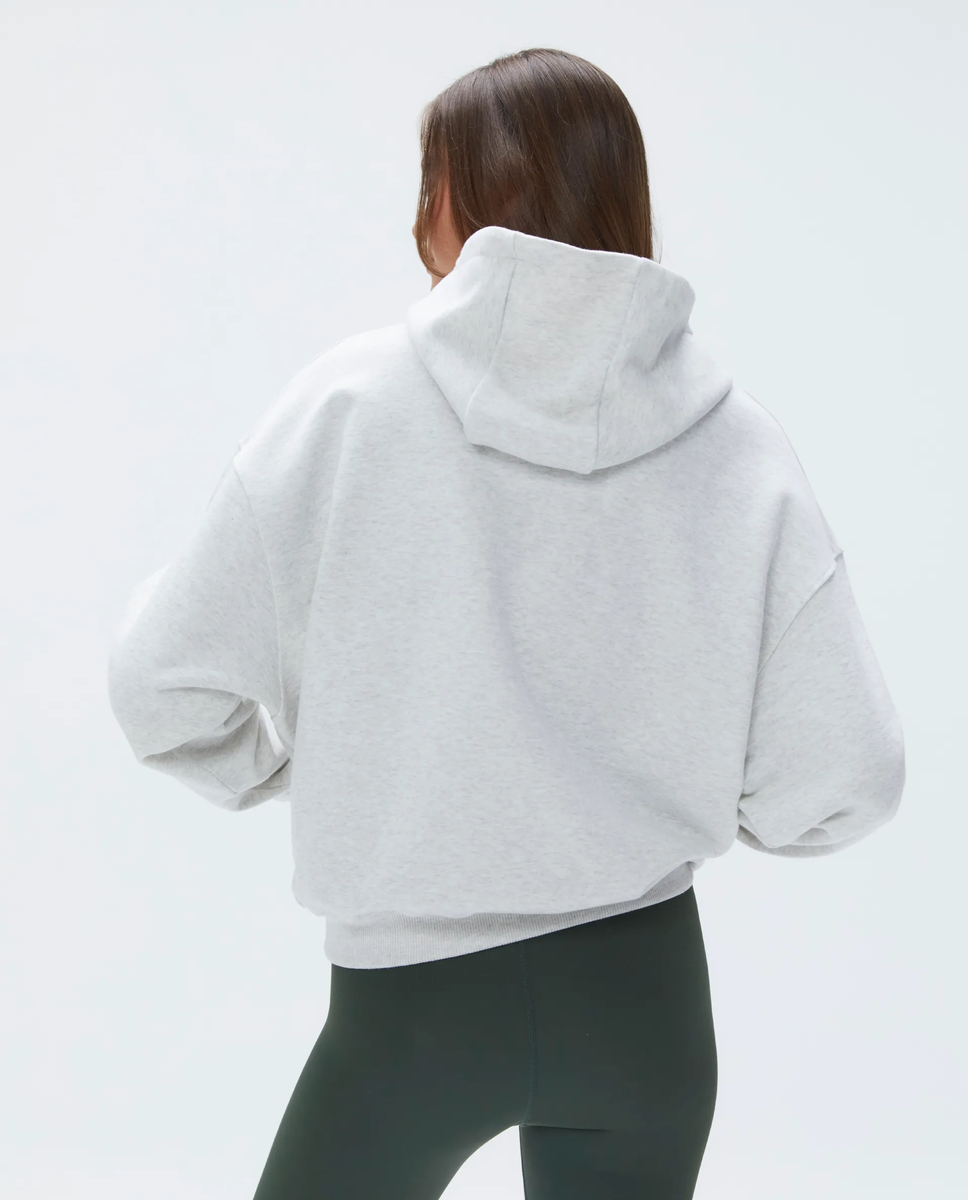 Sportswear Relaxed Drawcord Hoodie - Light Grey Melange/Dark Olive