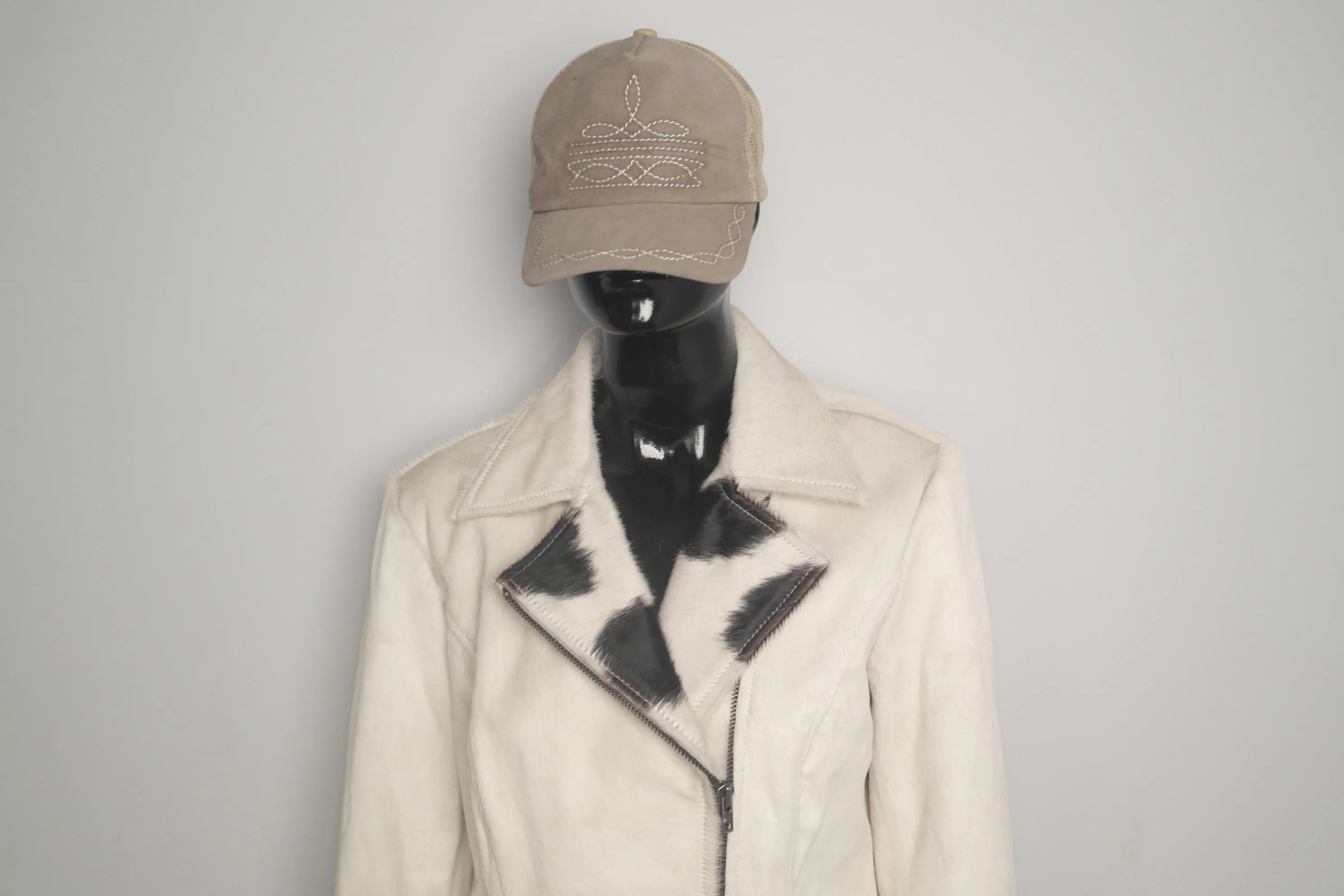 Stylish Cowgirl Cowhide Hair on Leather Jacket