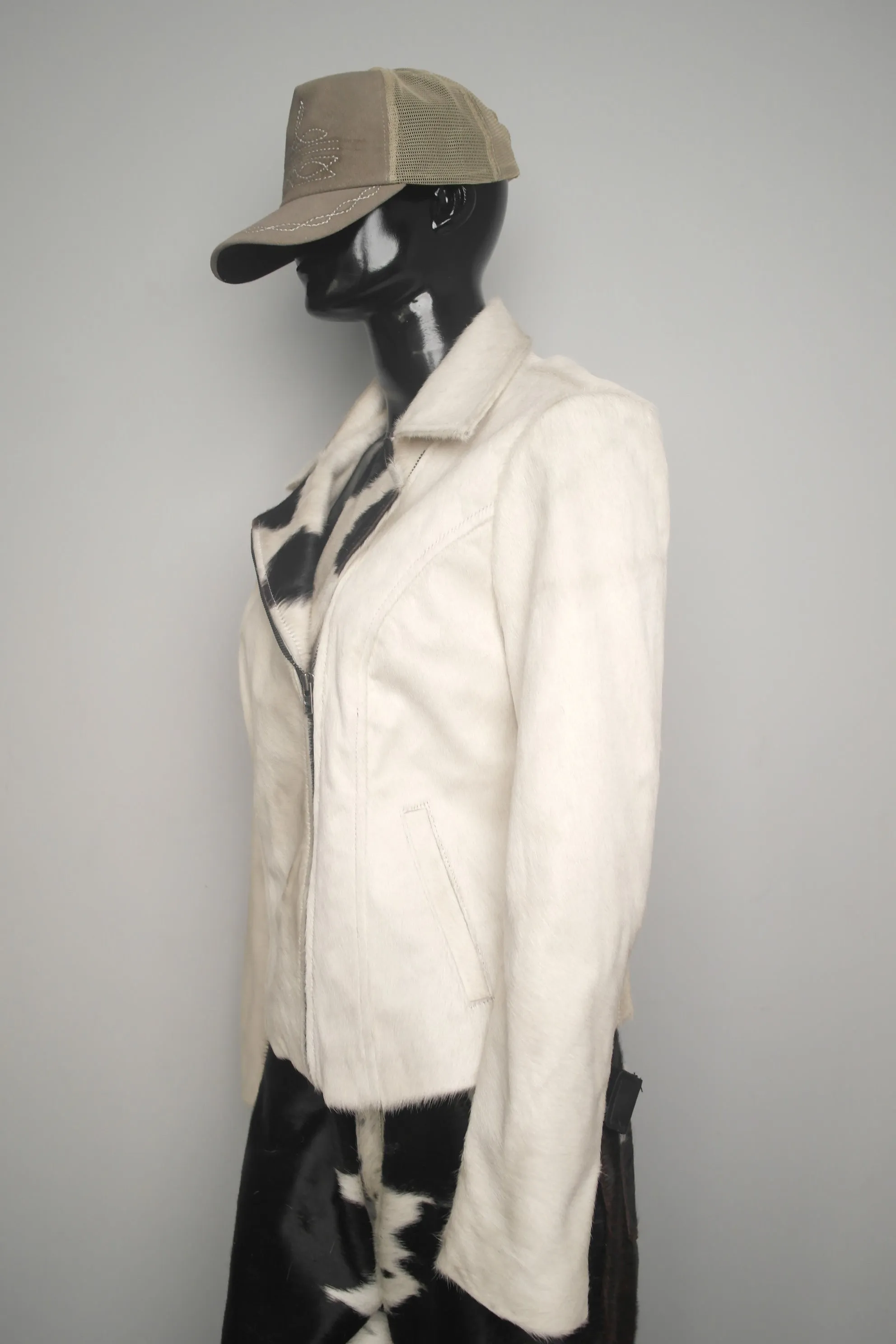 Stylish Cowgirl Cowhide Hair on Leather Jacket