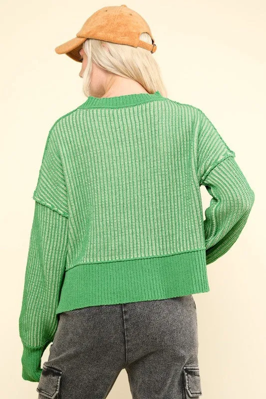 Two Tone Crop Ribbed Sweater Tops - 3 Colors!