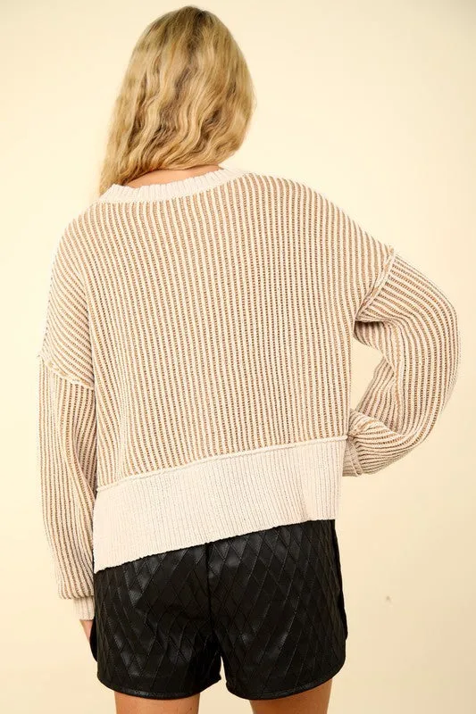 Two Tone Crop Ribbed Sweater Tops - 3 Colors!