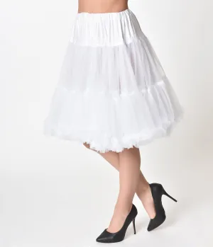 Unique Vintage 1950s White Retro Style Ruffled Petticoat Crinoline