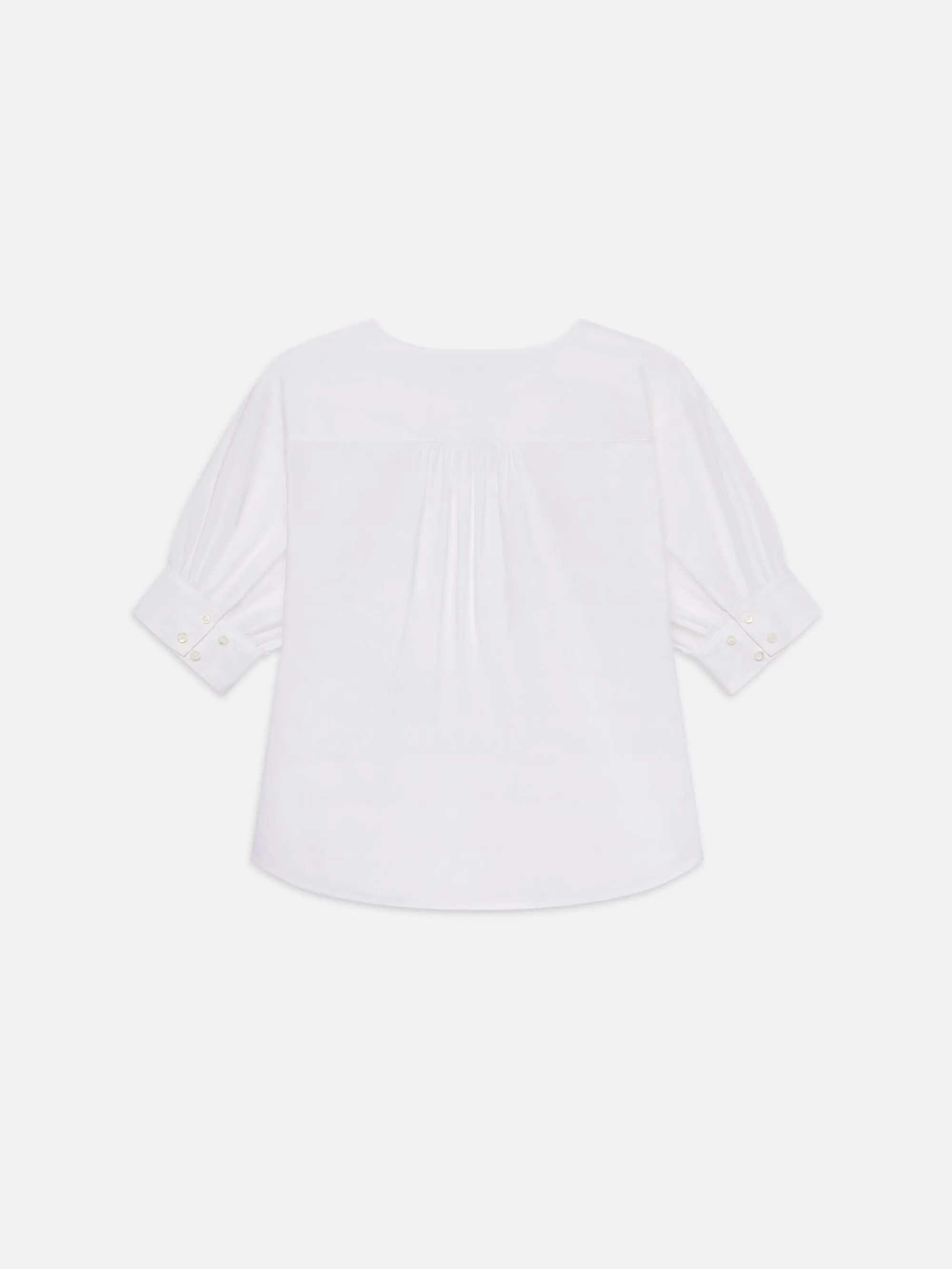 V-Neck Popover Top -- White