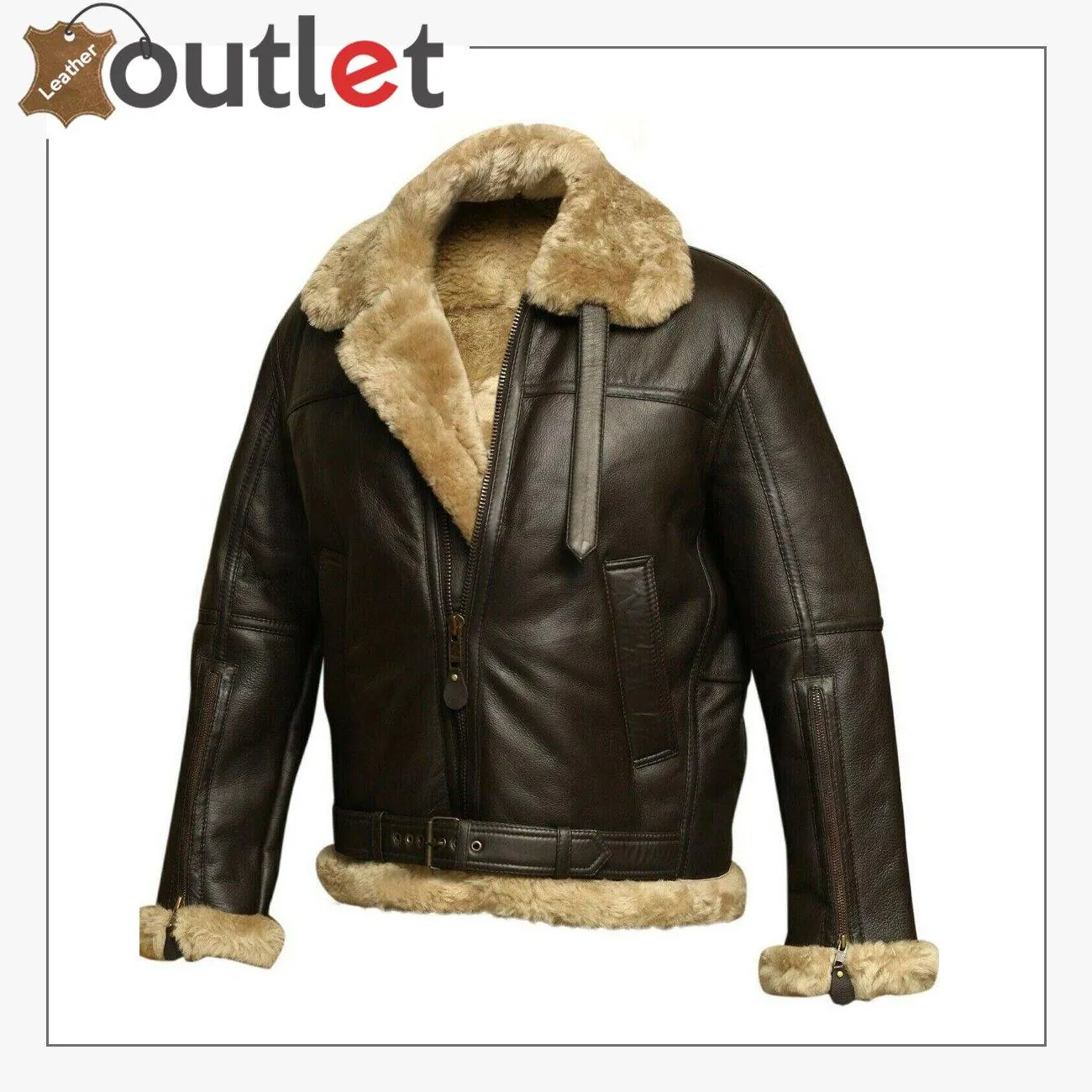 Women RAF B3 Pilot Winter Real Shearling Sheepskin Leather Bomber Aviator Jacket