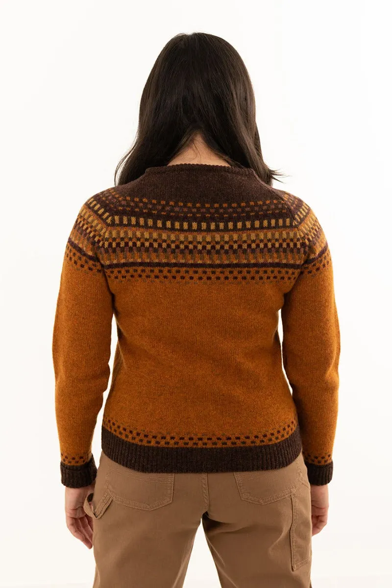 Womens Building Blocks Fair isle Cardigan - Vintage Orange