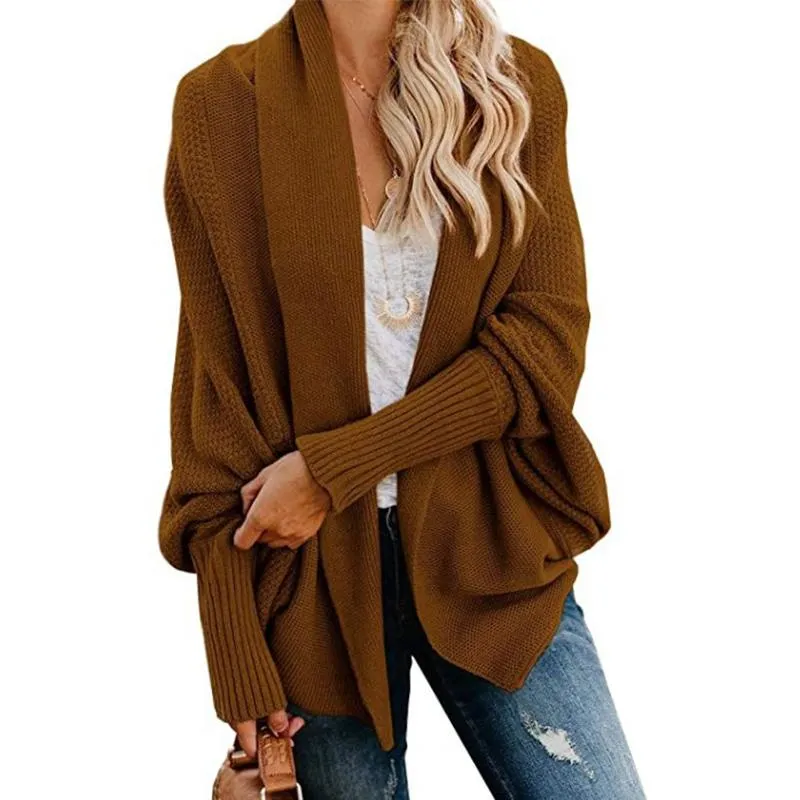 Women's open front batwing cocoon cardigan sweater knitted cardigan for fall/winter