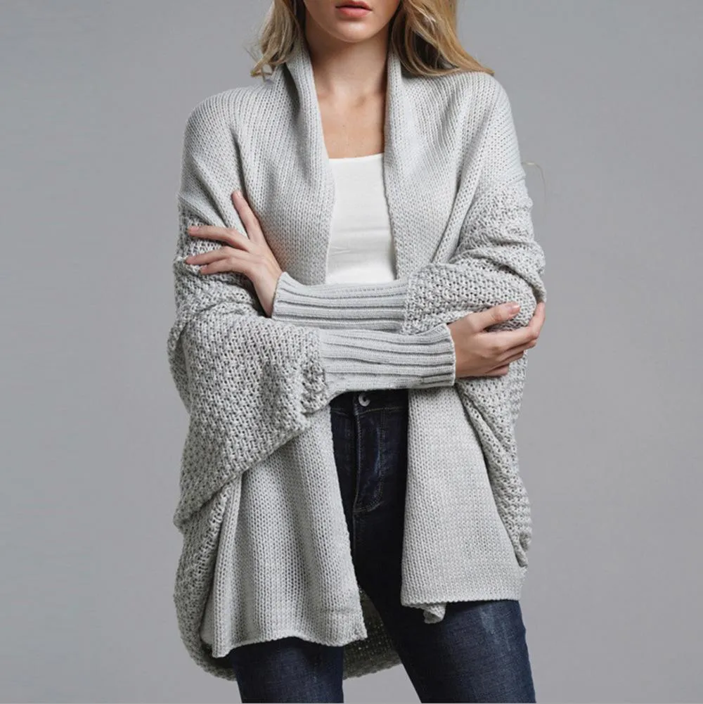 Women's open front batwing cocoon cardigan sweater knitted cardigan for fall/winter