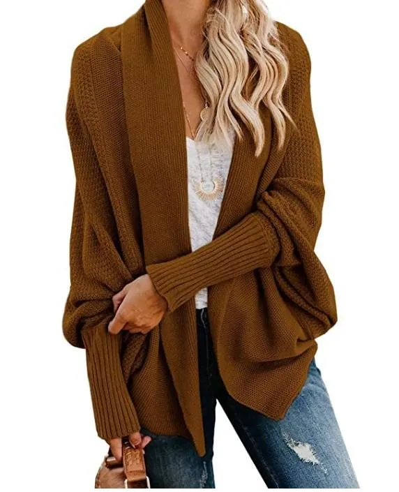 Women's open front batwing cocoon cardigan sweater knitted cardigan for fall/winter