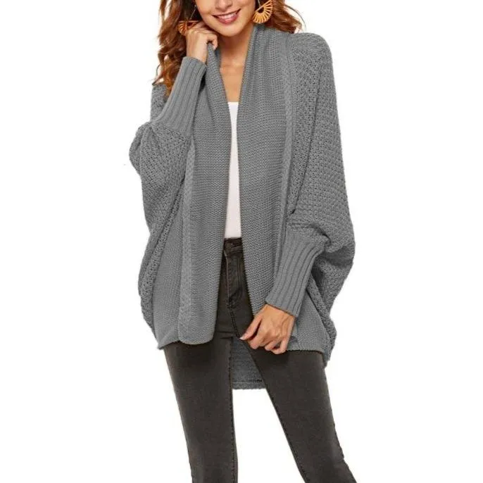 Women's open front batwing cocoon cardigan sweater knitted cardigan for fall/winter