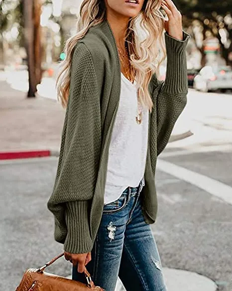 Women's open front batwing cocoon cardigan sweater knitted cardigan for fall/winter