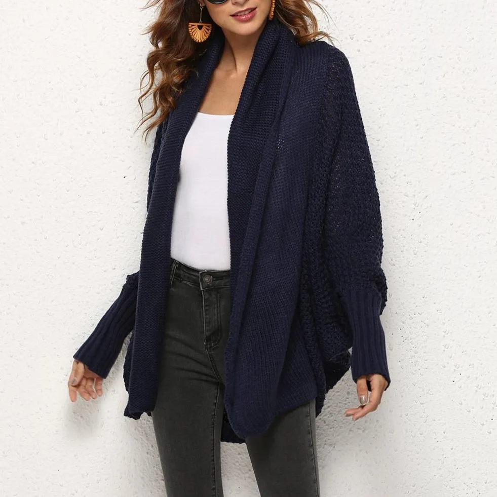 Women's open front batwing cocoon cardigan sweater knitted cardigan for fall/winter