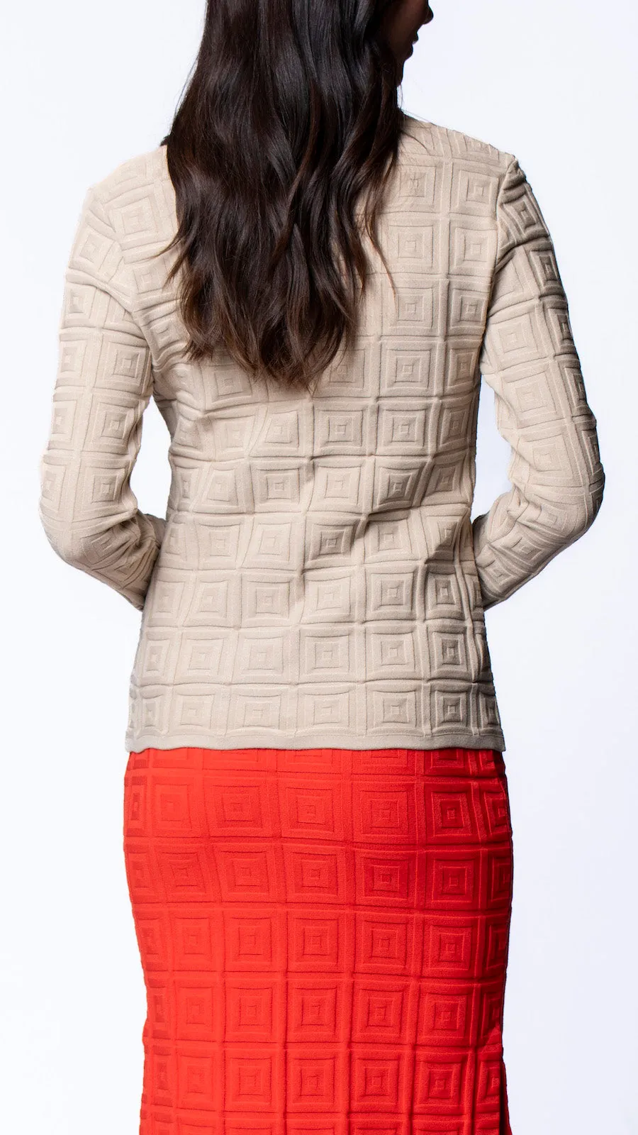 Zoe Square-Detail Knit Jacket - Mocha